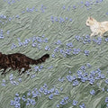 Cats in Meadow Mural Wallpaper — Impressionistic Floral Art Mural Wallpaper - room preview 04