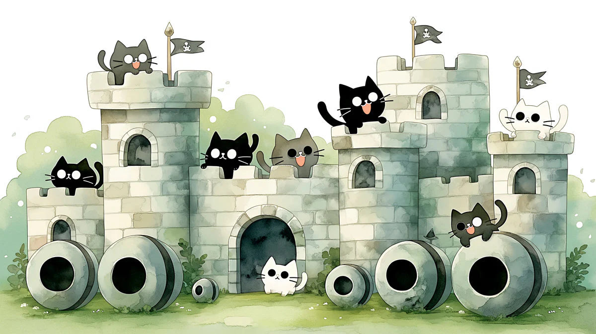 Castle of Playful Cats Mural Wallpaper — Whimsical Kids Decor Mural Wallpaper - room preview 04