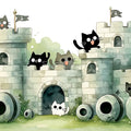 Castle of Playful Cats Mural Wallpaper — Whimsical Kids Decor Mural Wallpaper - room preview 04