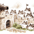 Cat Siege Castle Mural Wallpaper — Whimsical Illustration Mural Wallpaper - room preview 04