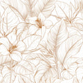 Golden Botanical Line Art Mural Wallpaper in Minimalist Style Mural Wallpaper - room preview 04