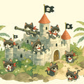 Cat Pirate Fortress Mural Wallpaper — Playful Whimsical Design Mural Wallpaper - room preview 04