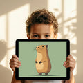 Capybara Portrait Mural Wallpaper — Earthy Sage Illustration Mural Wallpaper - room preview 04