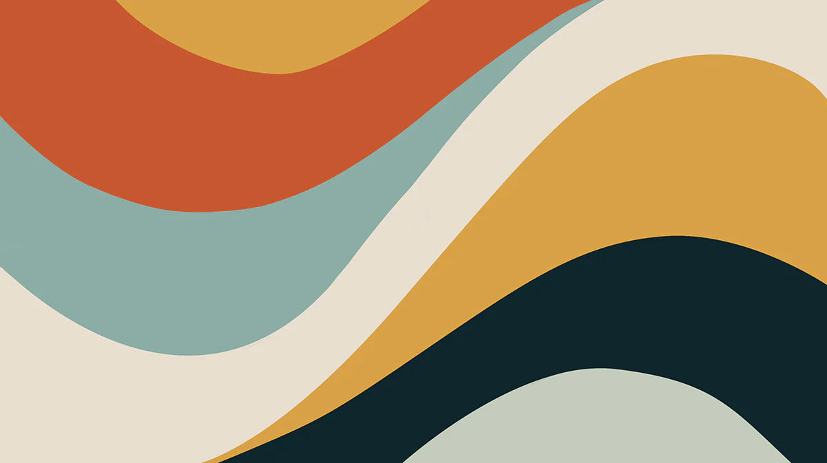 Retro Wavy Stripe Mural Wallpaper in Mid-Century Organic Palette Mural Wallpaper - room preview 04