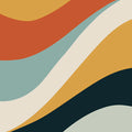 Retro Wavy Stripe Mural Wallpaper in Mid-Century Organic Palette Mural Wallpaper - room preview 04