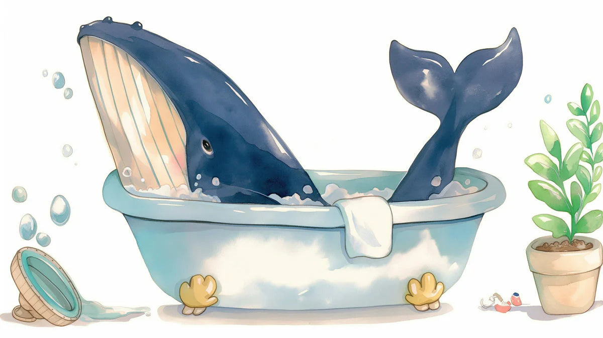 Whale in the Bathtub Mural Wallpaper — Playful Nautical Design Mural Wallpaper - room preview 04
