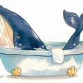 Whale in the Bathtub Mural Wallpaper — Playful Nautical Design Mural Wallpaper - room preview 04