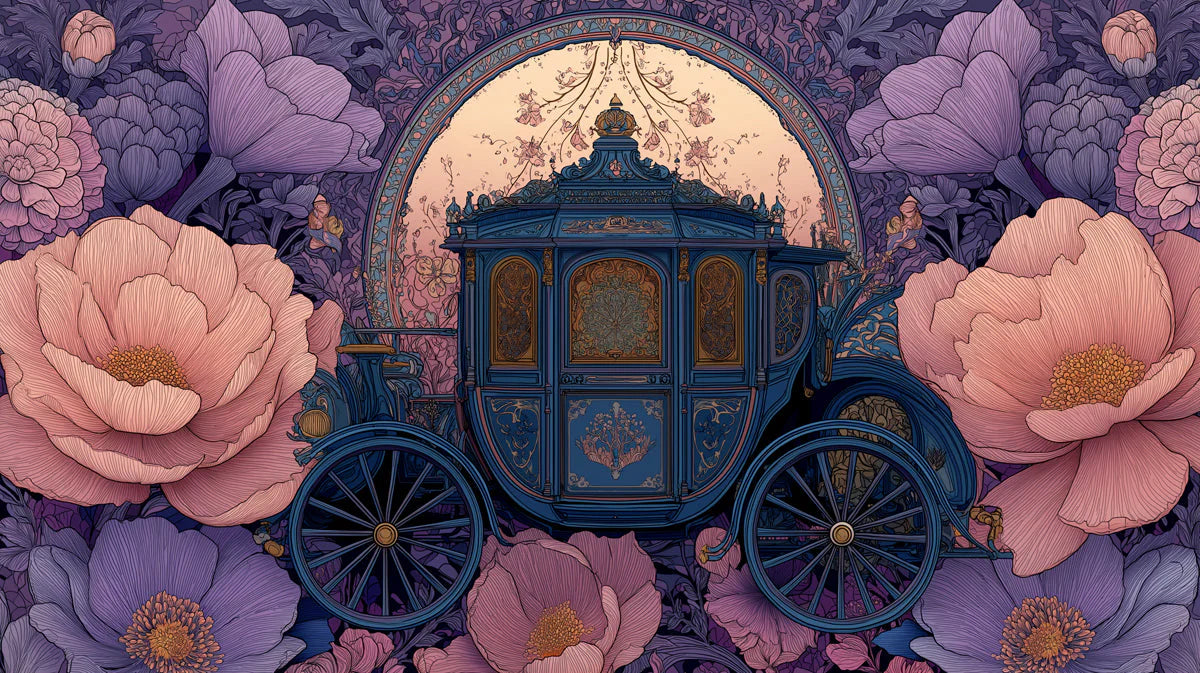 Enchanted Royal Carriage Floral Mural Wallpaper - room preview 04
