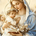 Madonna and Cherubs Oil Painting Mural Wallpaper - room preview 04