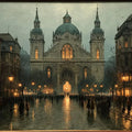 Gothic Cathedral Square Mural Wallpaper — European Cityscape Mural Wallpaper - room preview 04