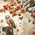 Vintage Owl and Rose Garden Mural Wallpaper - room preview 04