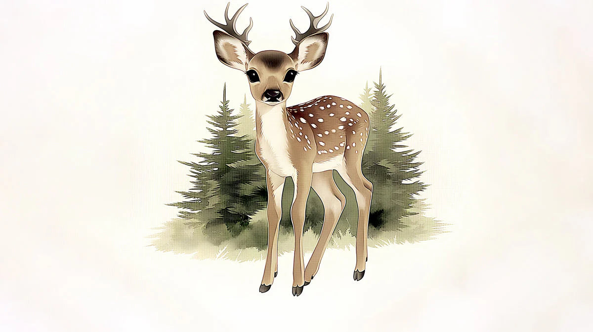 Fawn in the Forest Mural Wallpaper — Whimsical Nature Design Mural Wallpaper - room preview 04