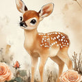 Fawn and Rose Garden Mural Wallpaper — Whimsical Nature Scene Mural Wallpaper - room preview 04