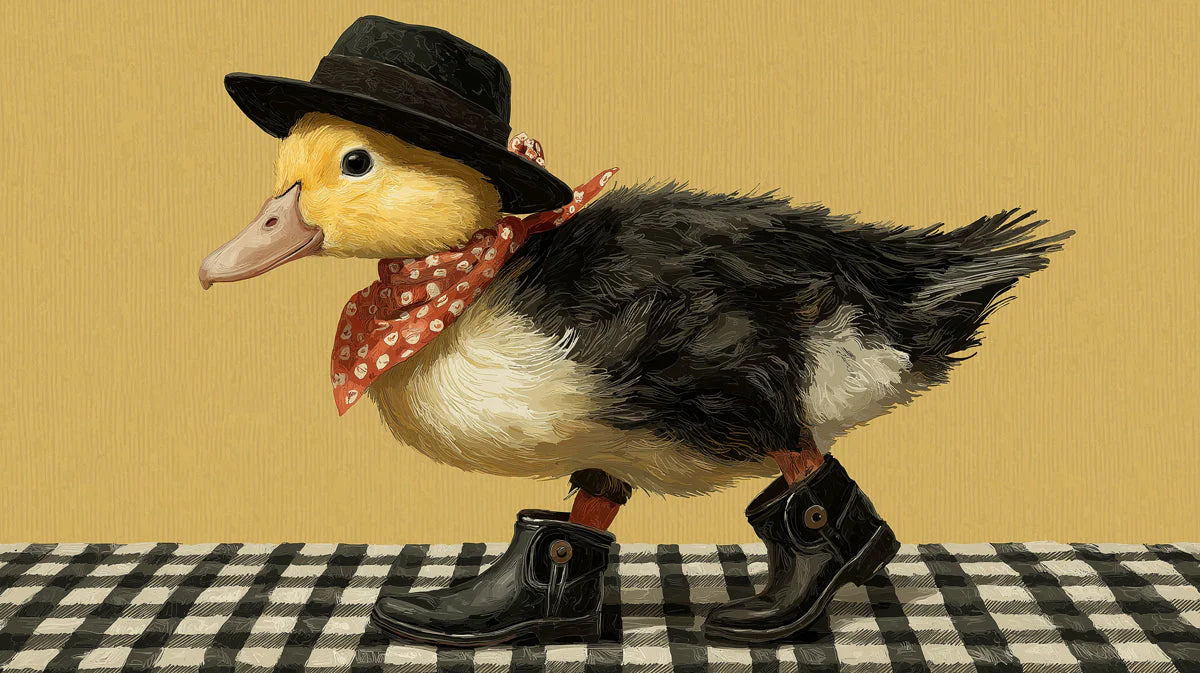 Dapper Duckling Mural Wallpaper — Whimsical Character Design Mural Wallpaper - room preview 04