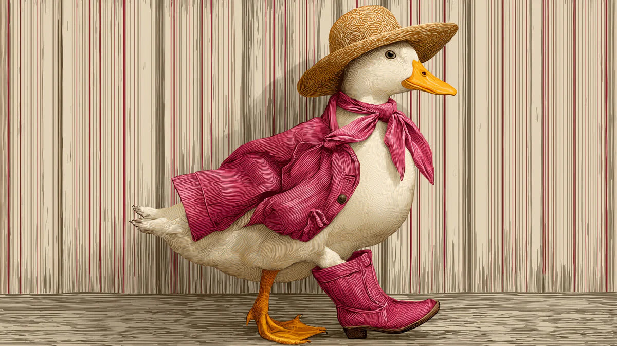 Dapper Duck Mural Wallpaper — Whimsical Storybook Illustration Mural Wallpaper - room preview 04