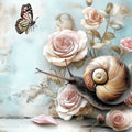 Snail and Rose Garden Mural Wallpaper — Whimsical Soft Aesthetic Mural Wallpaper - room preview 04