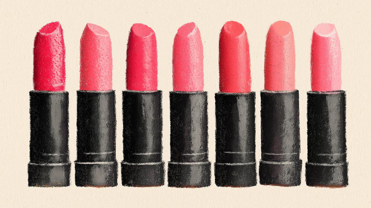 Cosmetic Lipstick Lineup Mural Wallpaper in Pink and Charcoal Mural Wallpaper - room preview 04