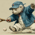 Tennis Teddy Bear Mural Wallpaper — Whimsical Sports Illustration Mural Wallpaper - room preview 04