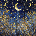 Stained Glass Night Forest Mural Wallpaper — Cosmic Botanical Mural Wallpaper - room preview 04