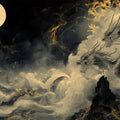 Celestial Dragon Cloud Mural Wallpaper — Gold and Charcoal Decor Mural Wallpaper - room preview 04