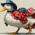 Dapper Duck Floral Gingham Mural Wallpaper — Whimsical Decor Mural Wallpaper - room preview 04