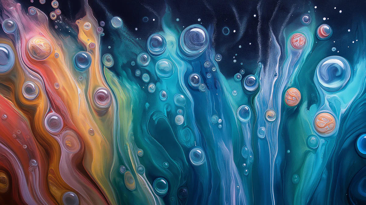 Cosmic Fluid Abstract Mural Wallpaper — Vibrant Artistic Design Mural Wallpaper - room preview 04