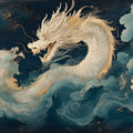 Celestial Dragon Mural Wallpaper in Deep Blue and Gold Mural Wallpaper - room preview 04