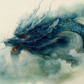 Ethereal Azure Dragon Mural Wallpaper — Mythical Artistic Design Mural Wallpaper - room preview 04