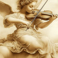 Violin Playing Angel Mural Wallpaper in Sepia Tones Mural Wallpaper - room preview 04