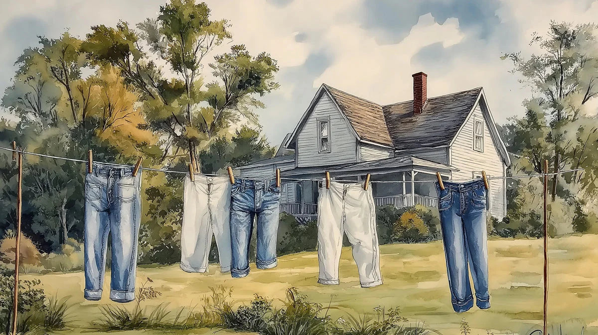 Countryside Laundry Mural Wallpaper — Artistic Rural Scene Mural Wallpaper - room preview 04