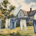 Countryside Laundry Mural Wallpaper — Artistic Rural Scene Mural Wallpaper - room preview 04