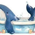 Bathing Whale Mural Wallpaper — Whimsical Aquatic Design Mural Wallpaper - room preview 04