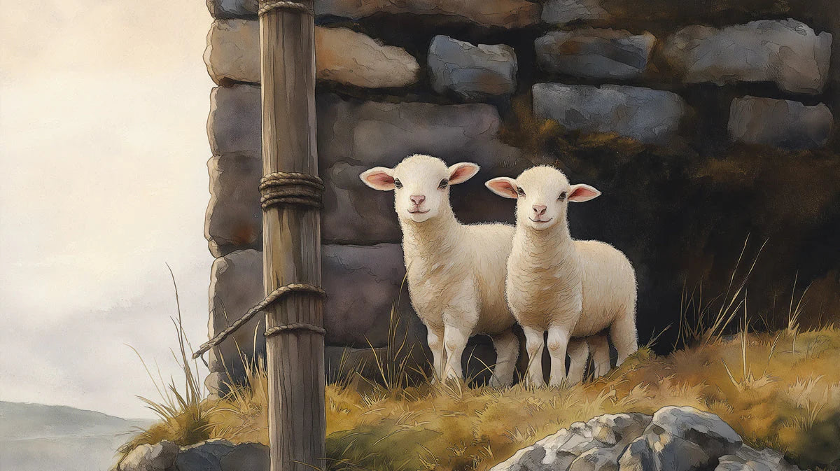 Rustic Lamb Farmhouse Mural Wallpaper —Pastoral Wall Art Mural Wallpaper - room preview 04