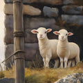Rustic Lamb Farmhouse Mural Wallpaper —Pastoral Wall Art Mural Wallpaper - room preview 04