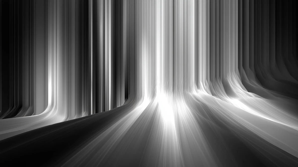 Monochrome Linear Waterfall Mural Wallpaper — Abstract Modern Art Mural Wallpaper - room preview 04