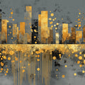 Golden City Skyline Mural Wallpaper — Abstract Urban Art Mural Wallpaper - room preview 04