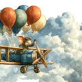 Flying Elephant Aviator Mural Wallpaper — Whimsical Sky Adventure Mural Wallpaper - room preview 04