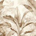 Botanical Sketch Mural Wallpaper — Warm Sepia Leaf Pattern Mural Wallpaper - room preview 04