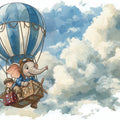 Elephant Pilot Hot Air Balloon Mural Wallpaper — Whimsical Travel Mural Wallpaper - room preview 04