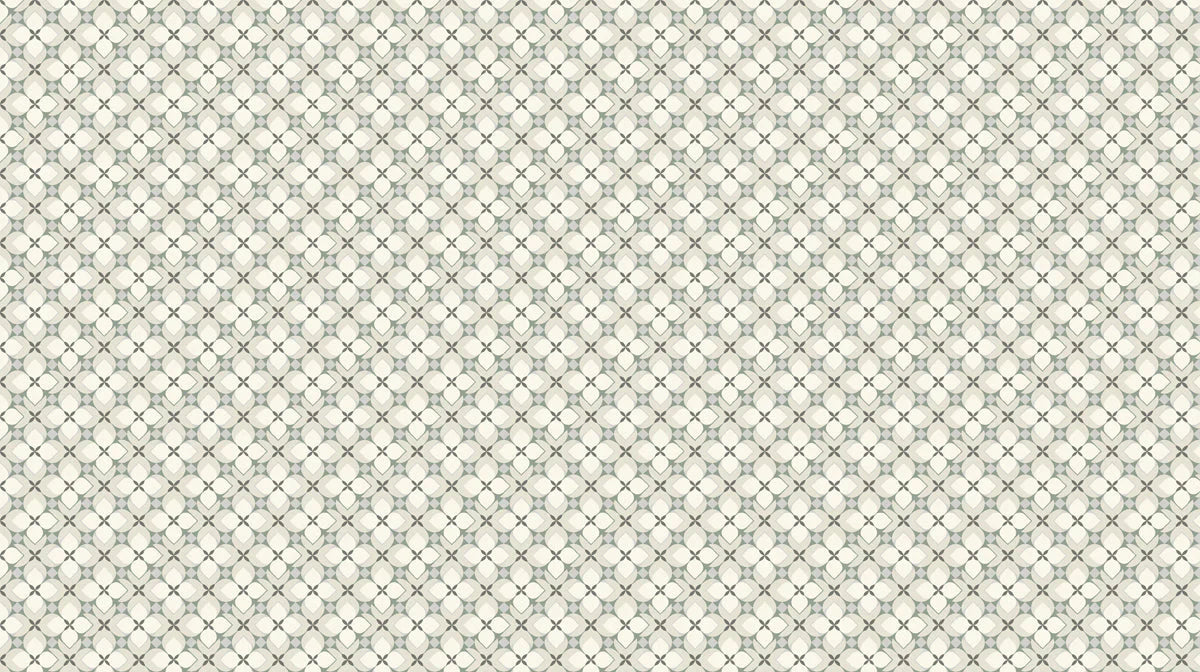 Geometric Petal Mural Wallpaper — Soft Sage and Neutral Tile Mural Wallpaper - room preview 04