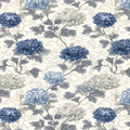 Chinoiserie Chrysanthemum Floral Mural Wallpaper in Blue and Cream Mural Wallpaper - room preview 04