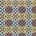 Mediterranean Tile Mural Wallpaper with Watercolor Floral Motifs Mural Wallpaper - room preview 04