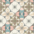 Geometric Floral Mural Wallpaper — Soft Pastel Art Deco Pattern Mural Wallpaper - room preview 04