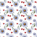 Daisies and Hearts Floral Mural Wallpaper — Whimsical Style Mural Wallpaper - room preview 04