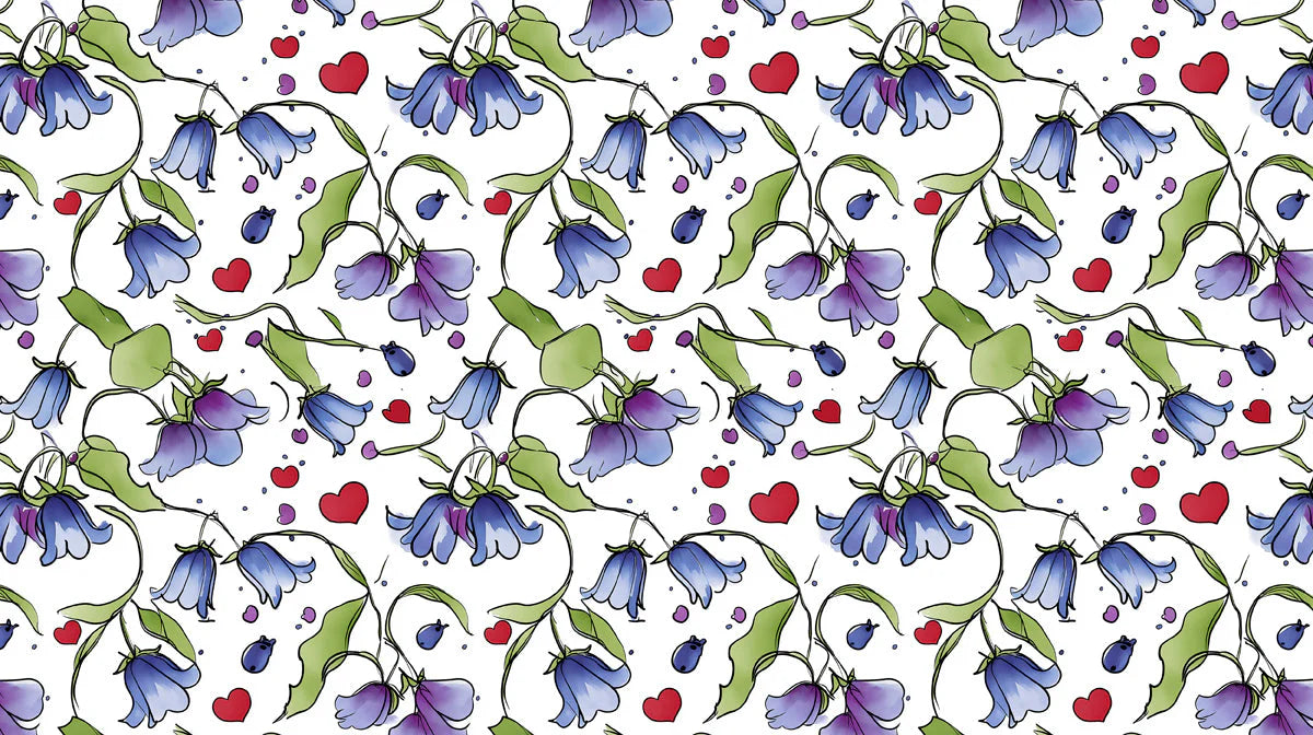 Bluebell Garden Mural Wallpaper — Whimsical Floral Art Mural Wallpaper - room preview 04