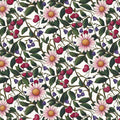 Botanical Meadow Mural Wallpaper in Soft Pink and Forest Green Mural Wallpaper - room preview 04