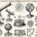 Historical Astronomical Instruments Mural Wallpaper in Ink Black Mural Wallpaper - room preview 04