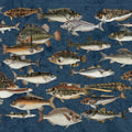 Vintage Marine Life Mural Wallpaper in Deep Navy Blue Mural Wallpaper - room preview 04