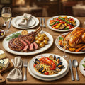 Gourmet Feast Mural Wallpaper —Culinary Dining Room Decor Mural Wallpaper - room preview 04