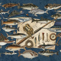 Vintage Marine Fishing Mural Wallpaper — Nautical Sport Motif Mural Wallpaper - room preview 04